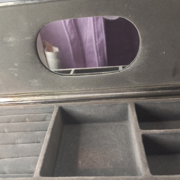 Godinger metal silver plated jewelry box with mirror engraving area vintage - Picture 4 of 12